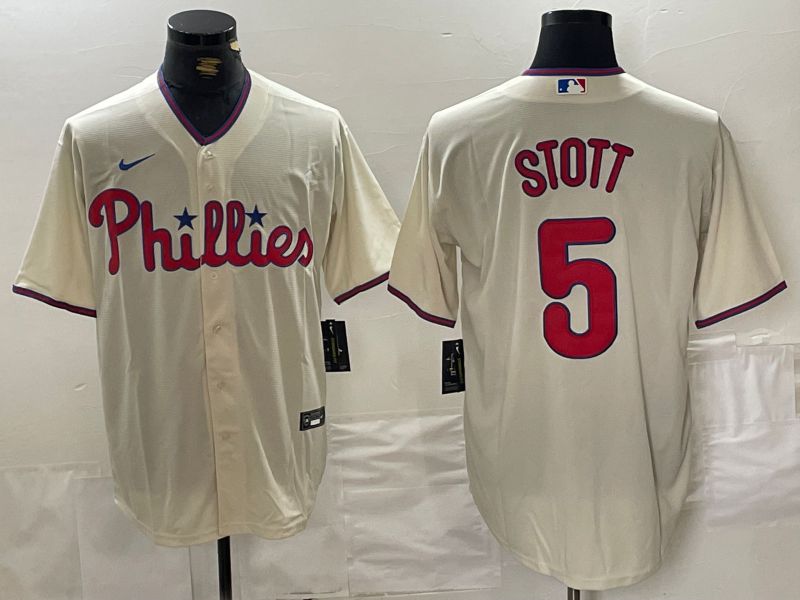 Men Philadelphia Phillies #5 Stott Cream Game Nike 2024 MLB Jersey style 1->washington commanders->NFL Jersey